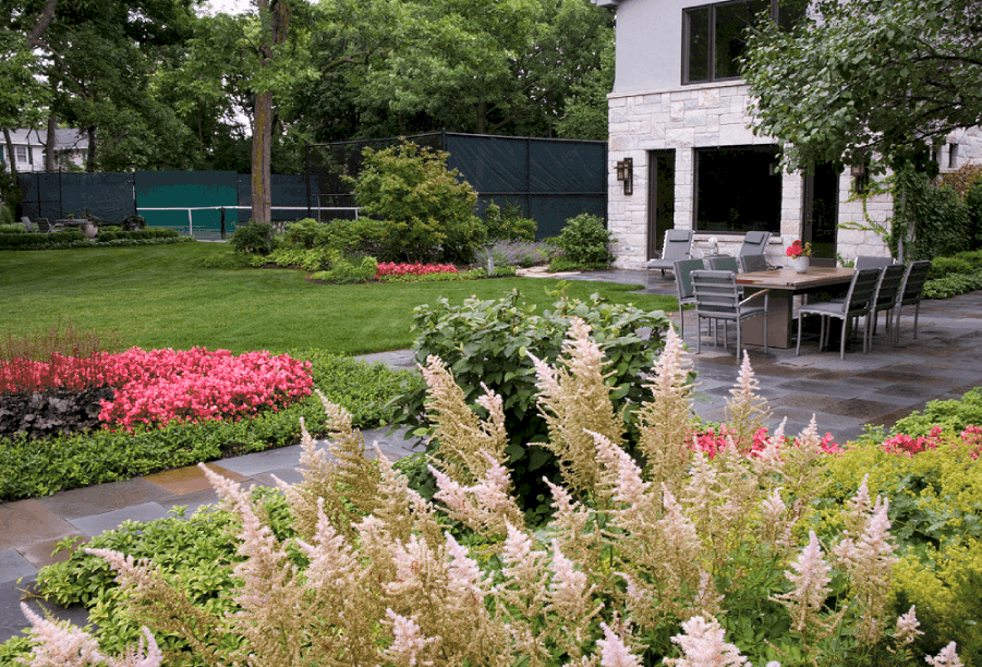 Flagstone Patio with Creeping Thyme in Northbrook Van Zelst
