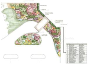 For this commercial property in Lake Zurich, dense plantings of native perennials and annuals will ensure constant color throughout the seasons.