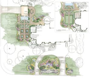 We installed this Riverwoods landscape last year and it needs a little time to mature before we photograph it. For now, click on this image to review the plan for this spectacular Riverwoods garden.