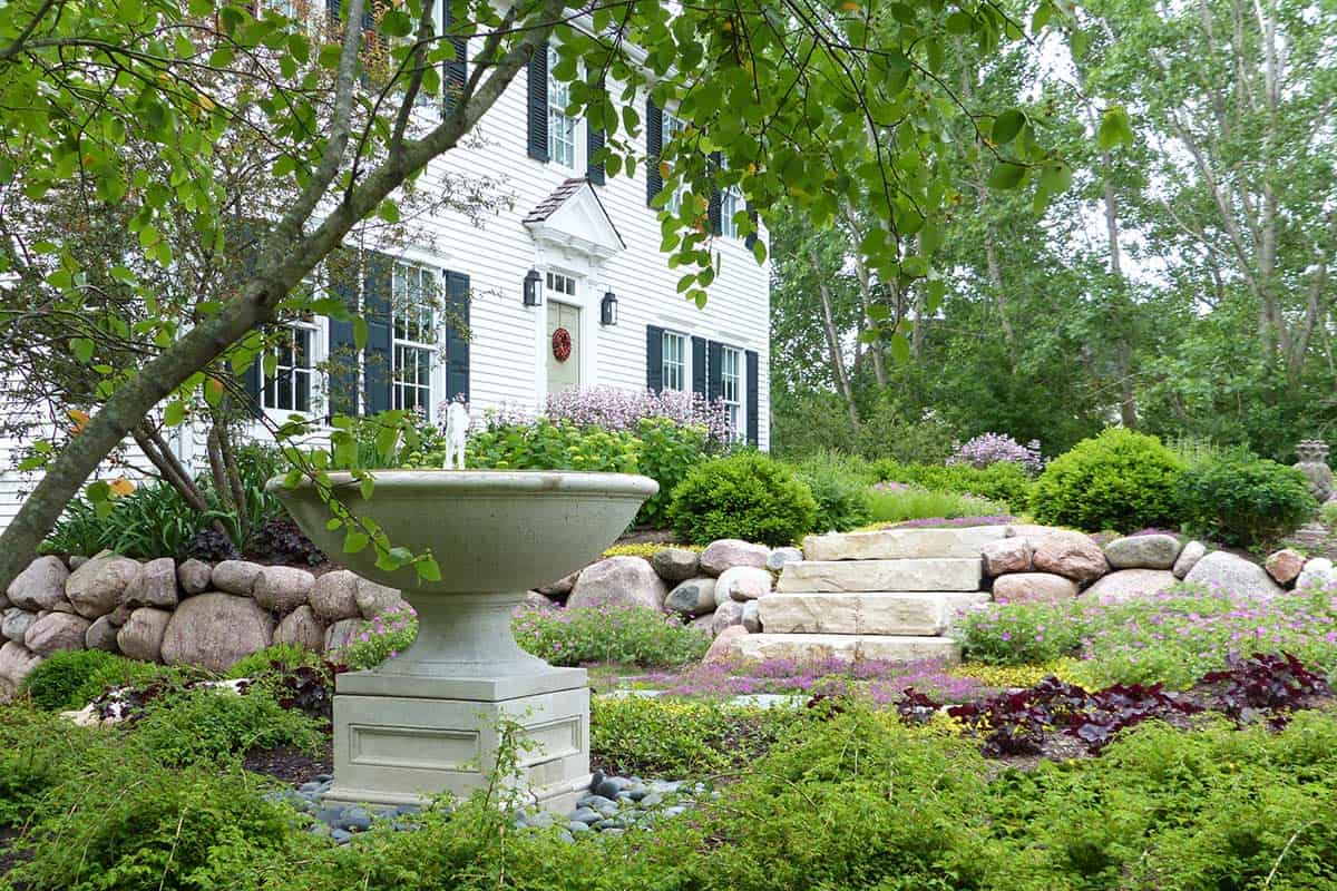 Fountain With Outcropping Stone Steps In Wadsworth Il Van Zelst