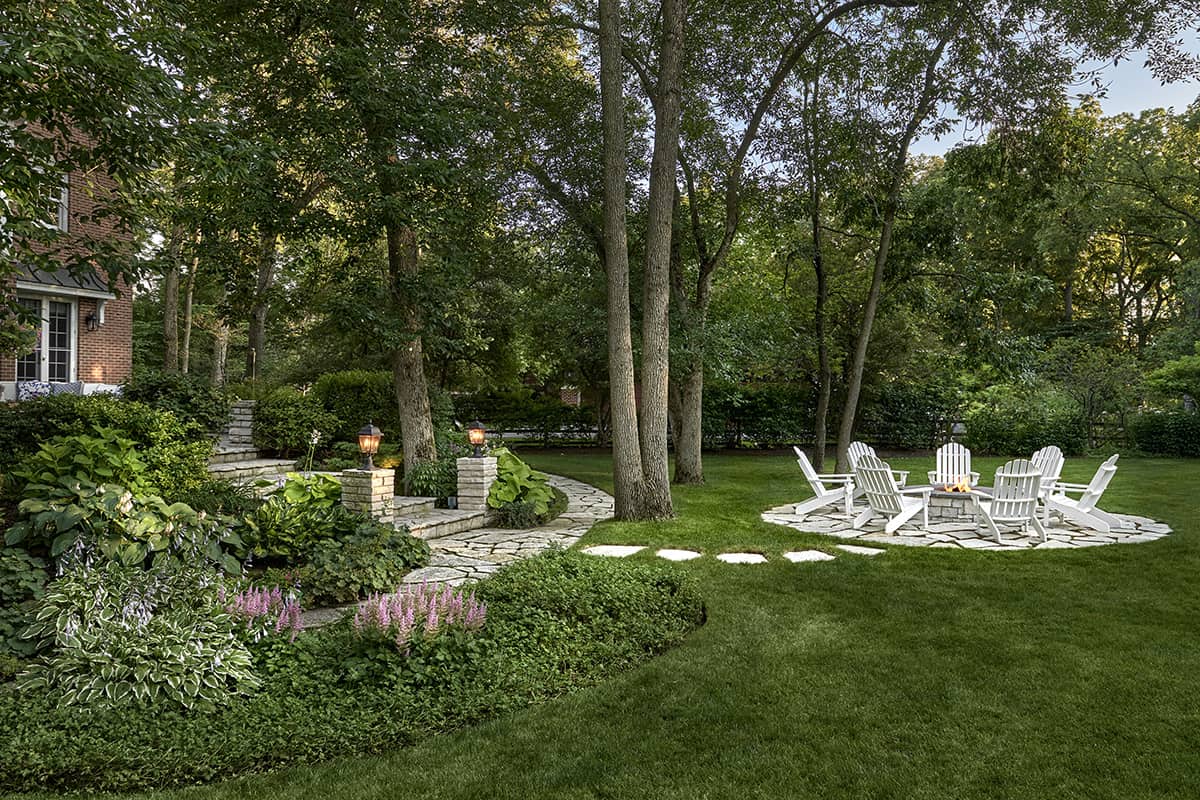 Raised Stone Firepit in Lake Forest