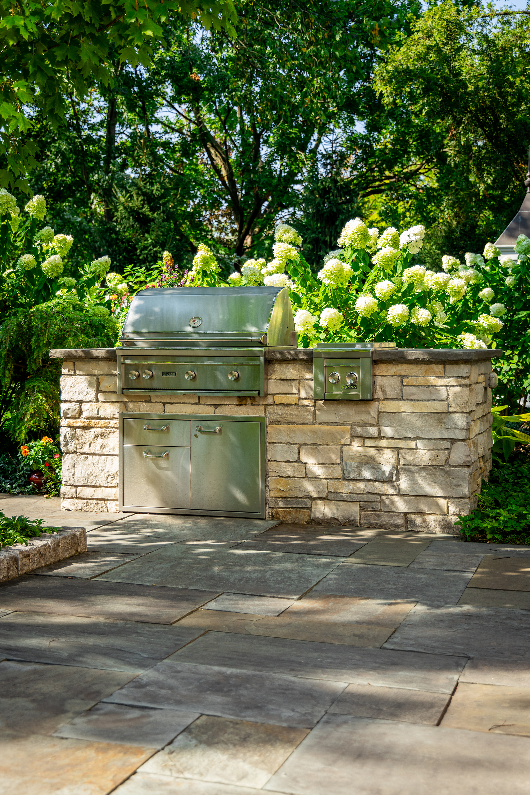 built-in stone grill