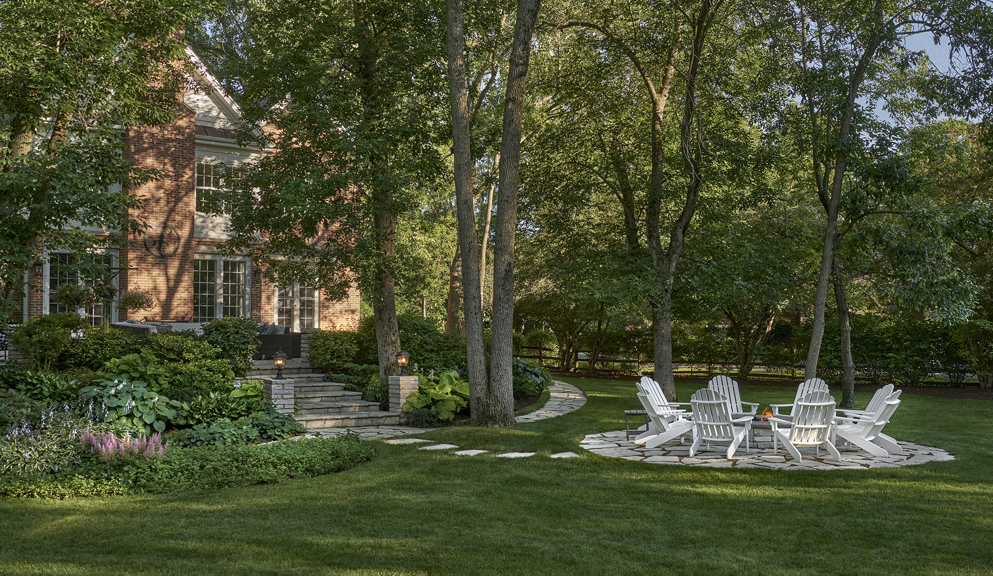 firepit surrounded by flagstone